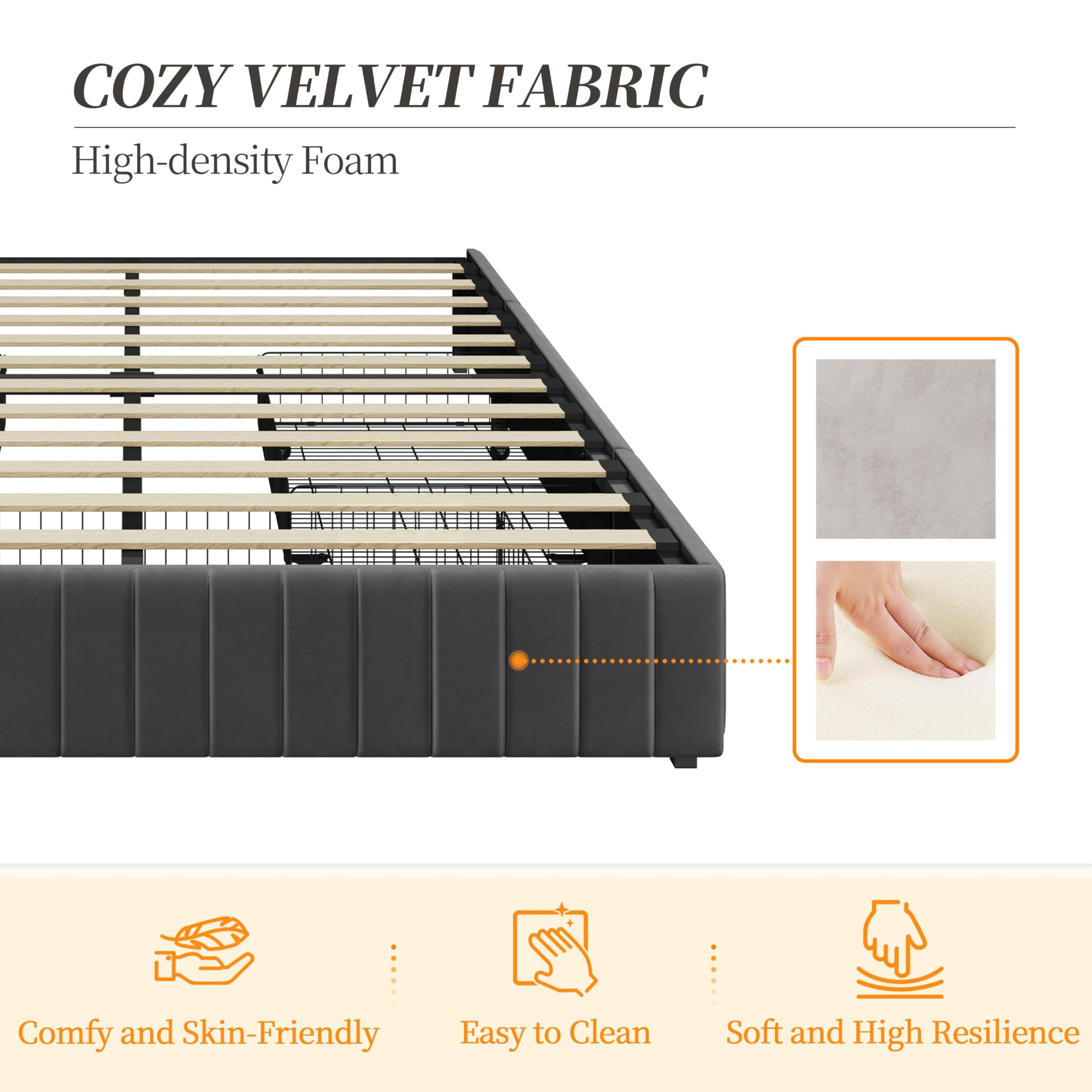 Upholstered Platform Bed with Storage Drawers