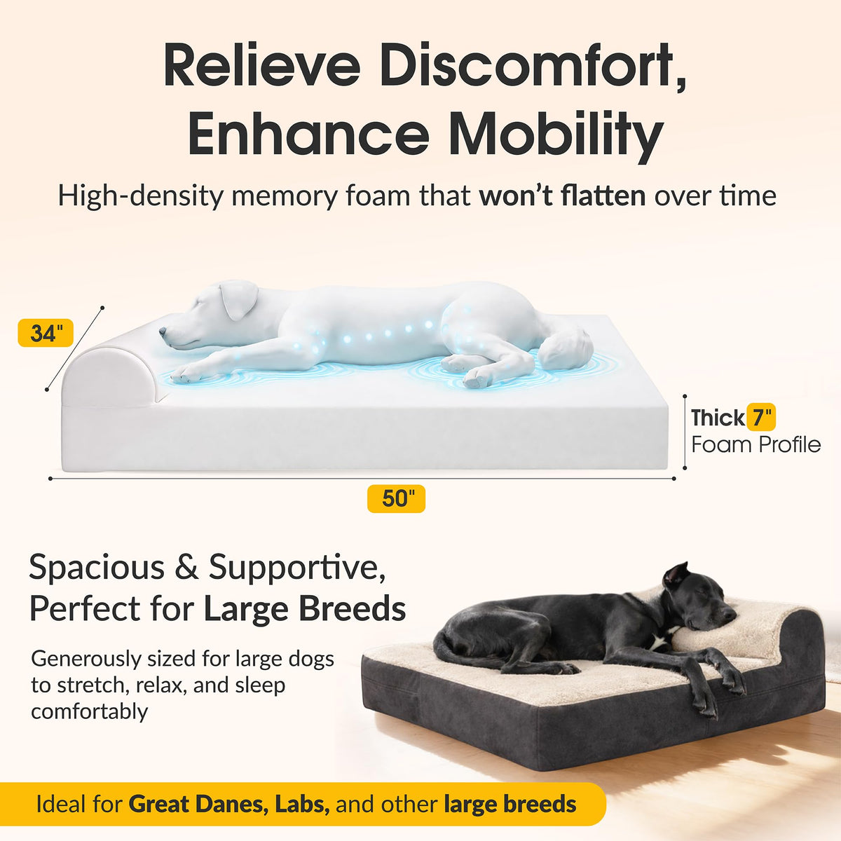 XL Orthopedic Memory Foam Dog Bed