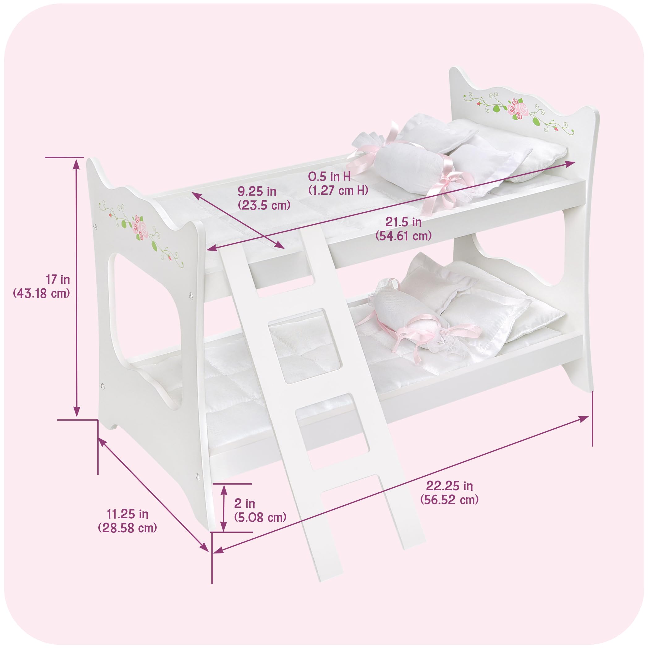 Doll Bunk Bed with Ladder & Bedding