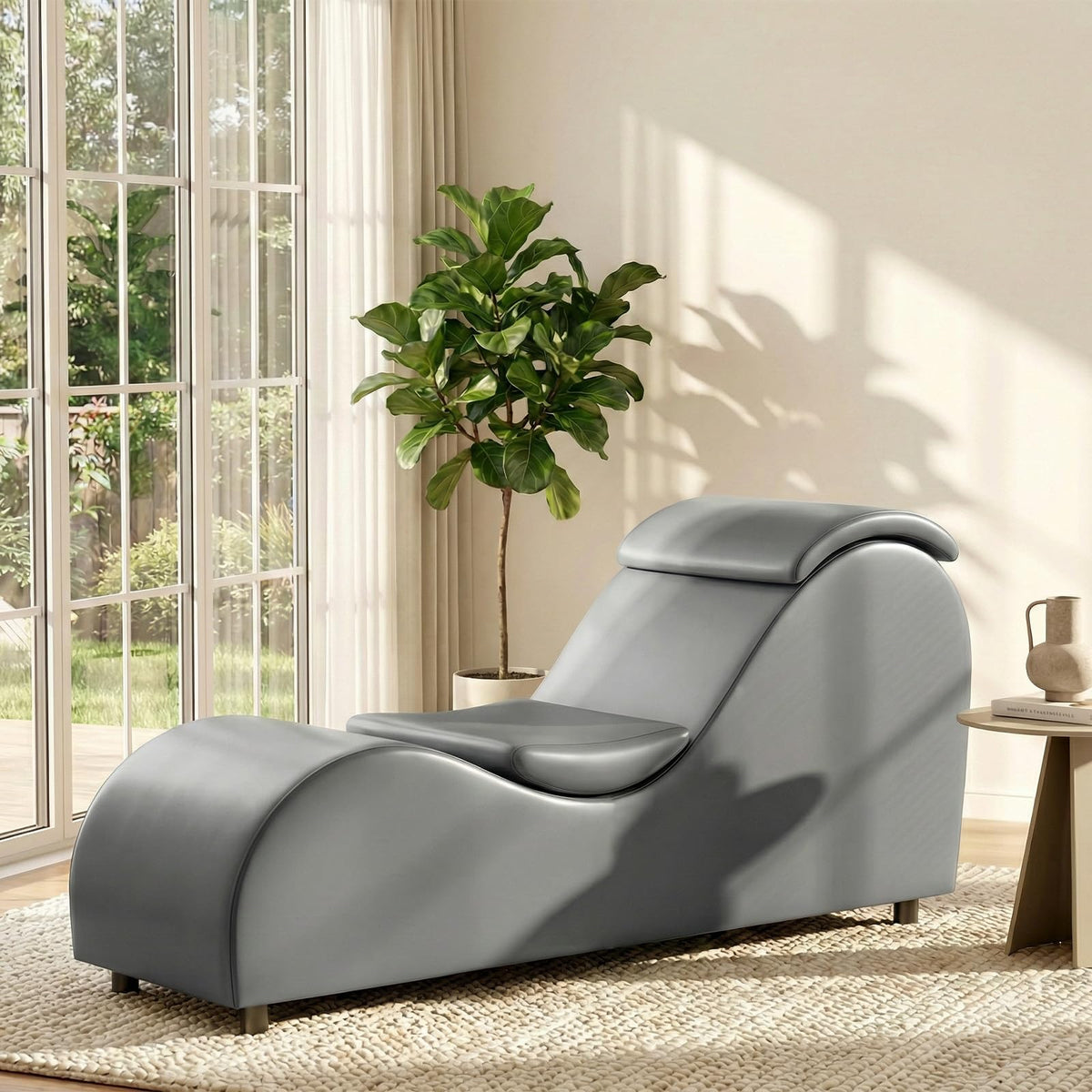ijuicy Faux Leather Chaise Lounge, Reading Chair for Office, Living Room