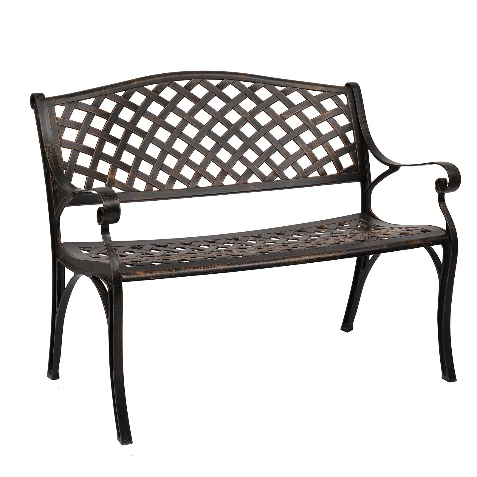 Outdoor Patio Garden Bench with Anti-Rust Aluminum Frame