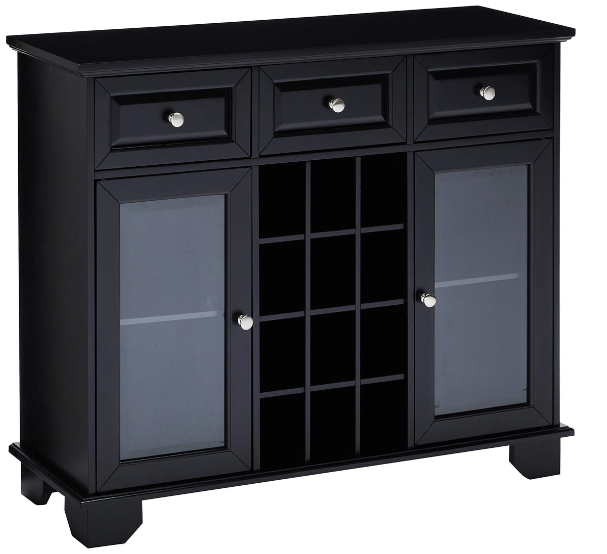 Kings Brand Buffet Sideboard Cabinet with 12-Bottle Wine Rack, Black