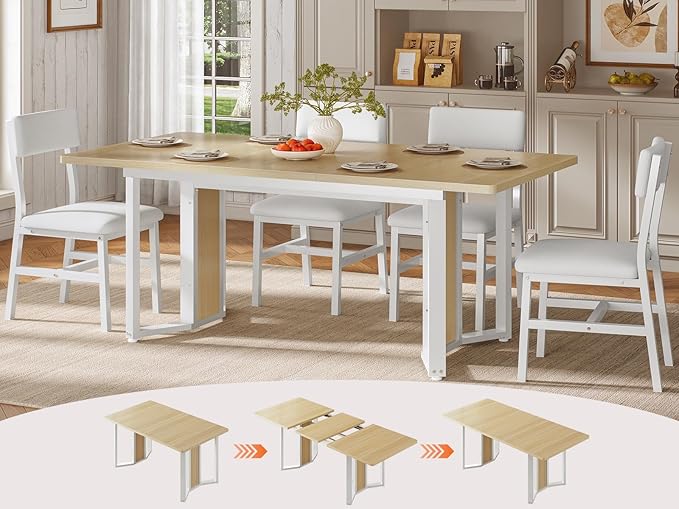 Extendable Dining Table Set for 4-6