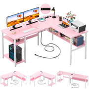 L-Shaped Desk with Power Outlets & USB Ports