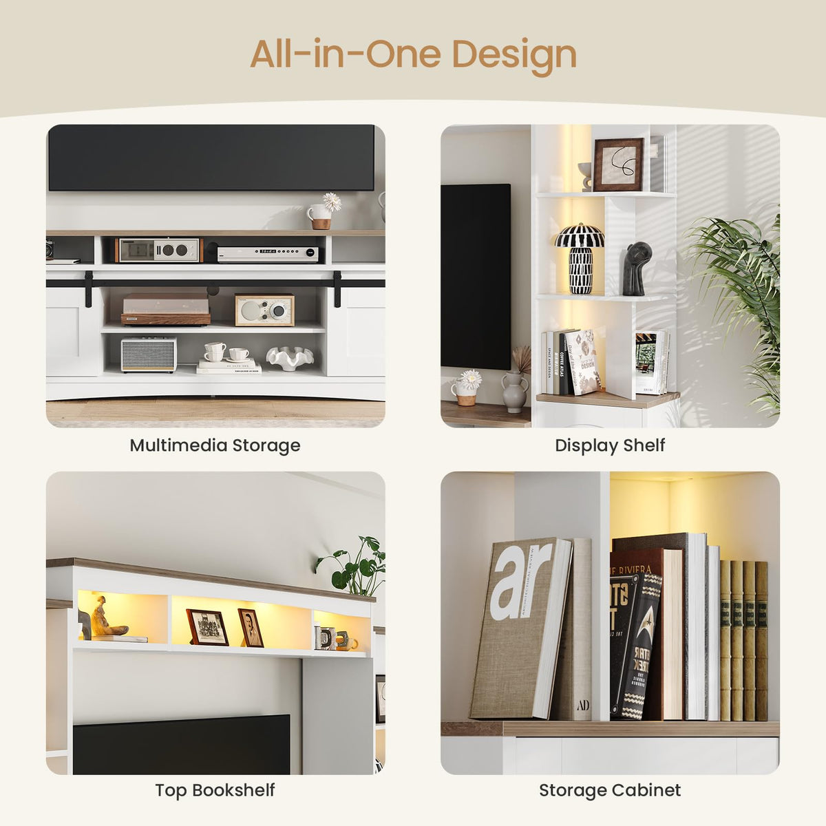 Kikihouse 101" W Modern Wall Unit Entertainment Center for TVs up to 75"