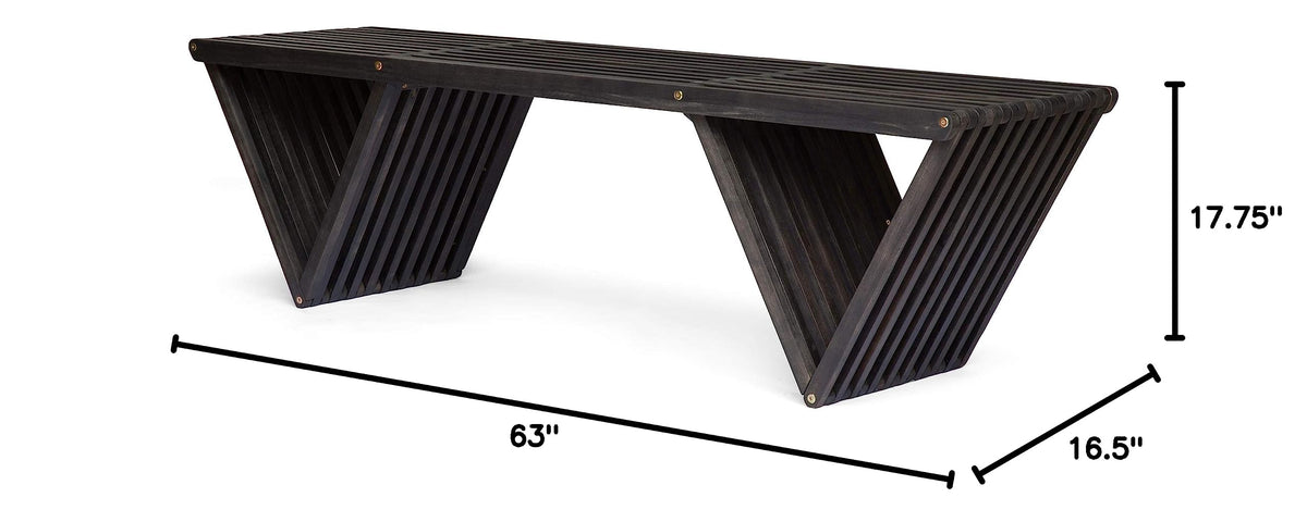 Dark Gray Acacia Outdoor Bench