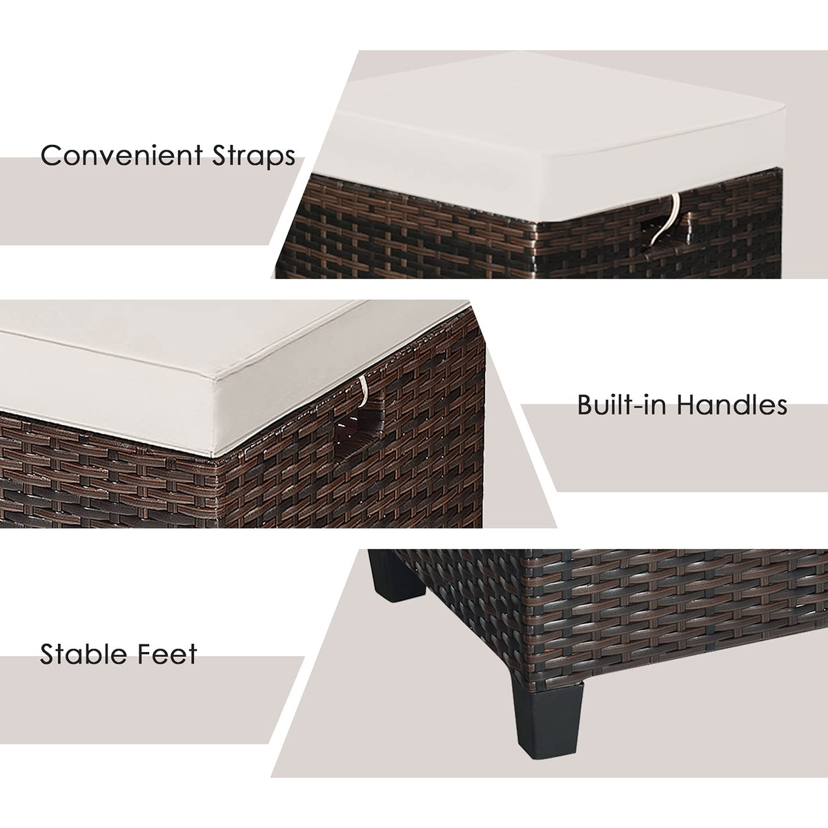 2-Piece Wicker Patio Ottoman Set