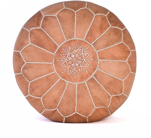 Moroccan Leather Pouf Ottoman