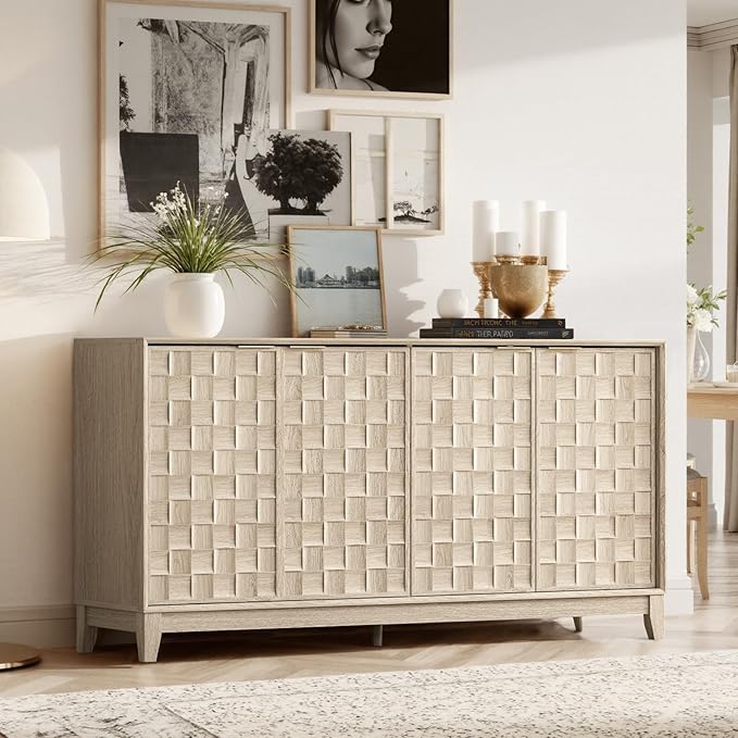 Fluted Sideboard Cabinet with Storage