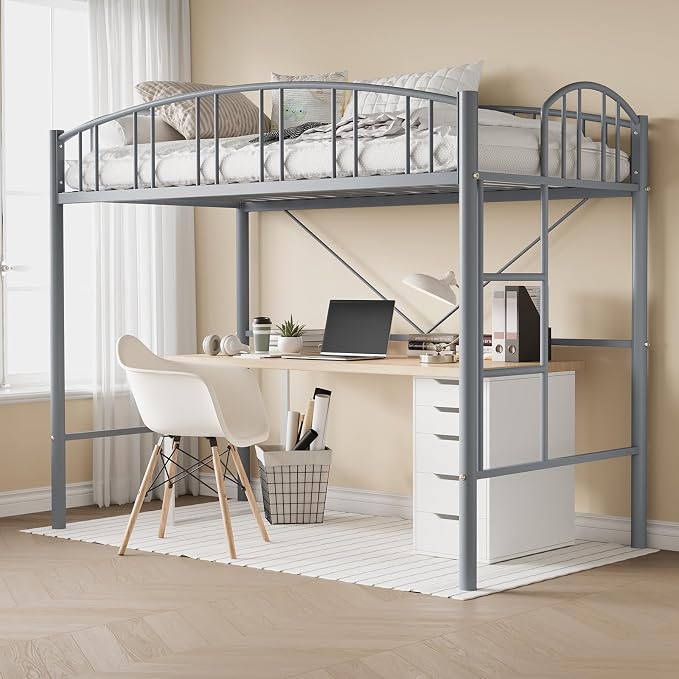 Twin Metal Loft Bed with Ladder