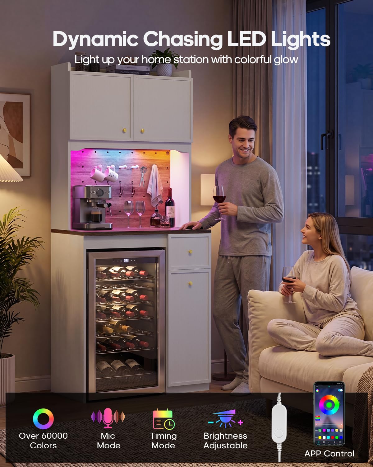 Coffee Bar Hutch with Fridge Space