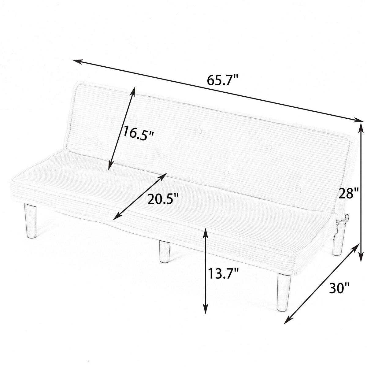 WDYLWFHW Convertible Futon Sofa Bed, Corduroy Folding Loveseat Couch