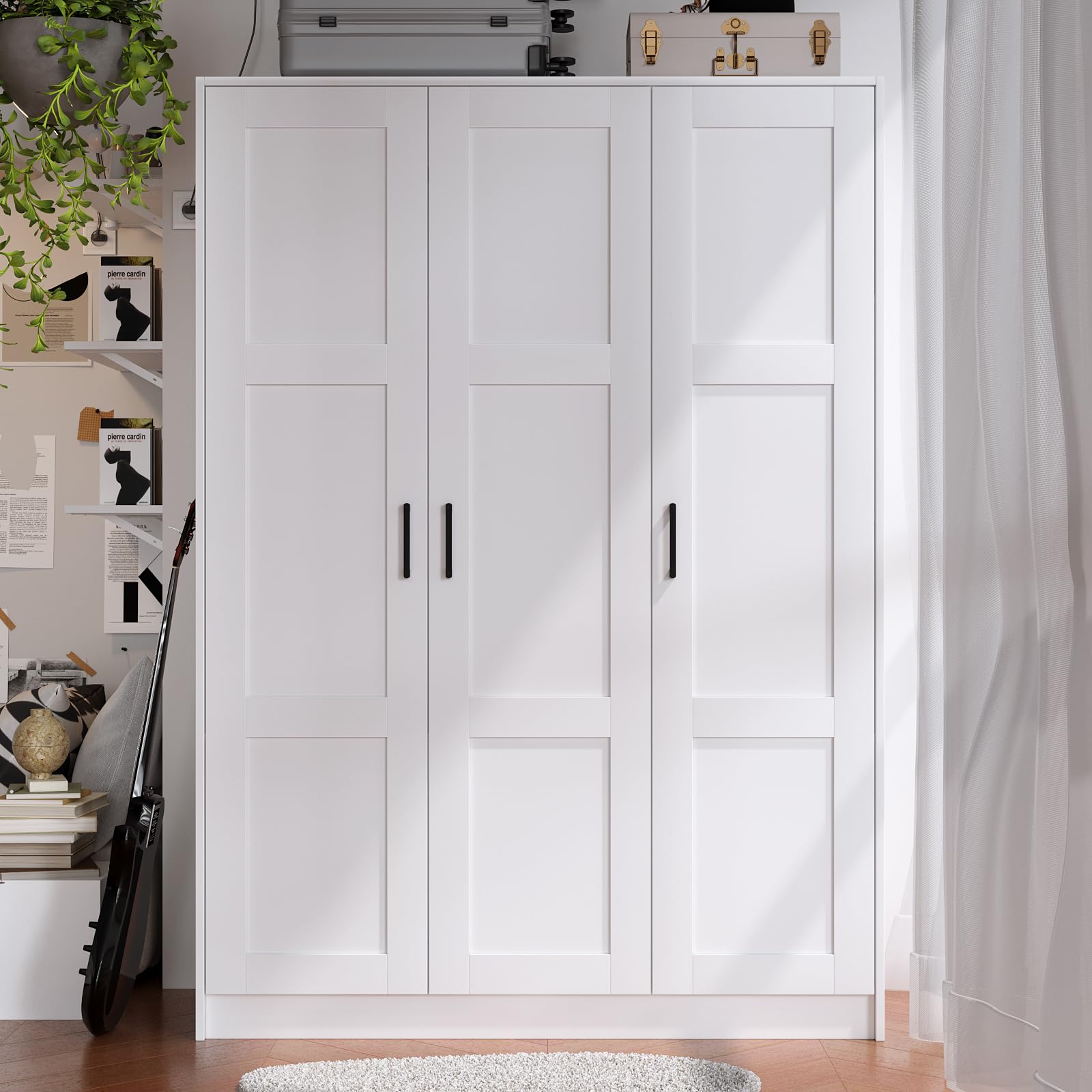 3-Door Wooden Wardrobe Closet