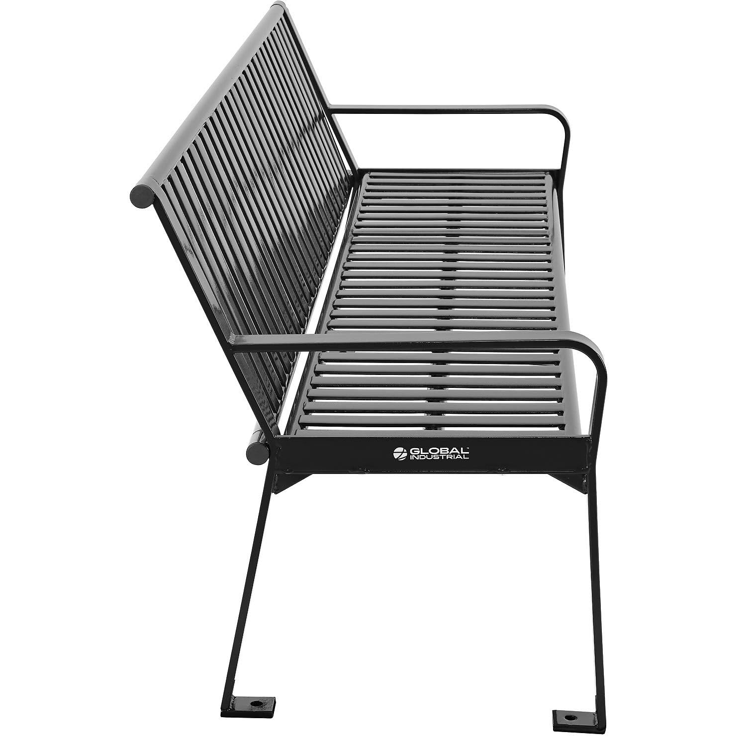 6 ft Heavy-Duty Steel Park Bench with Back – Black Powder Coat