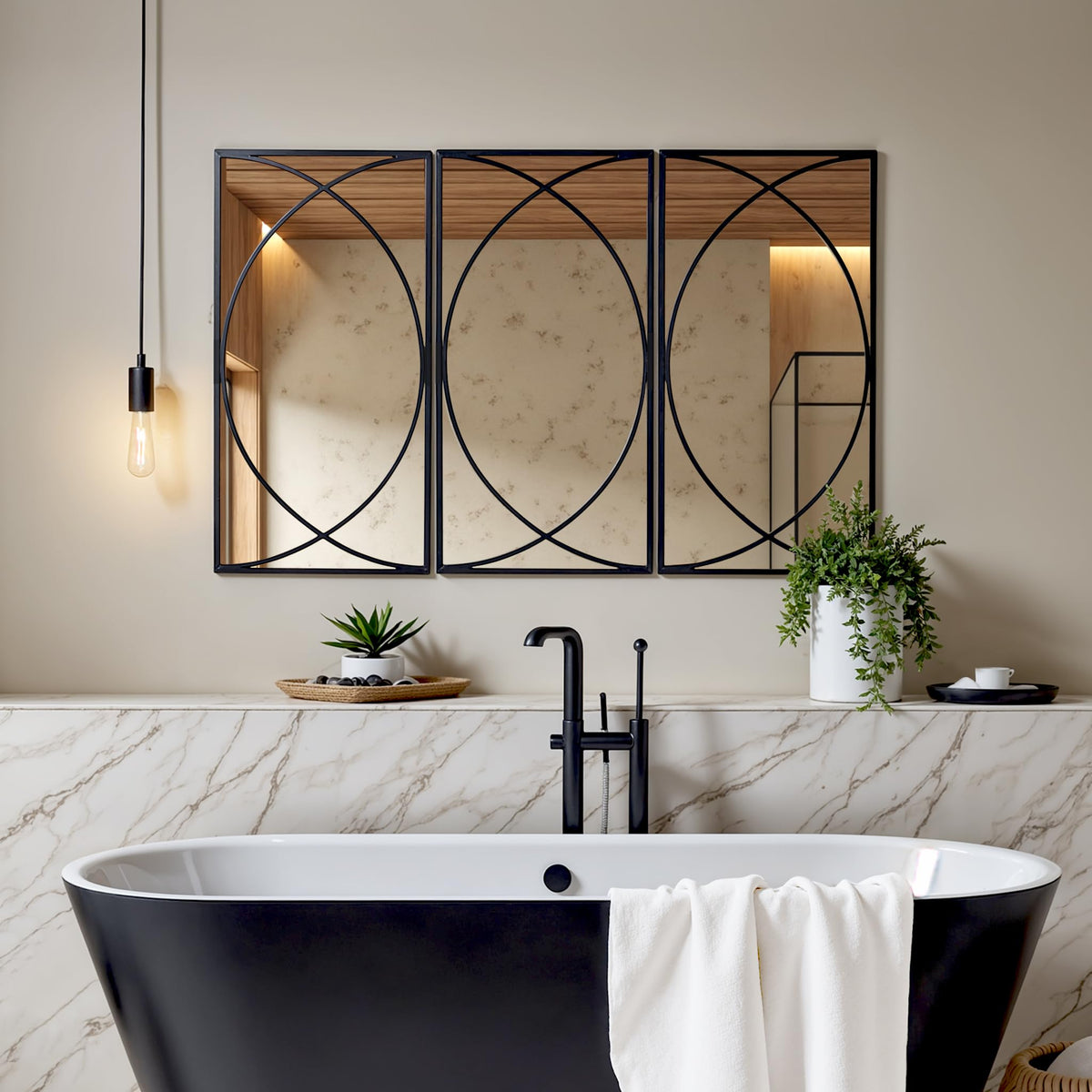3-Piece Black Wall Mirror Set