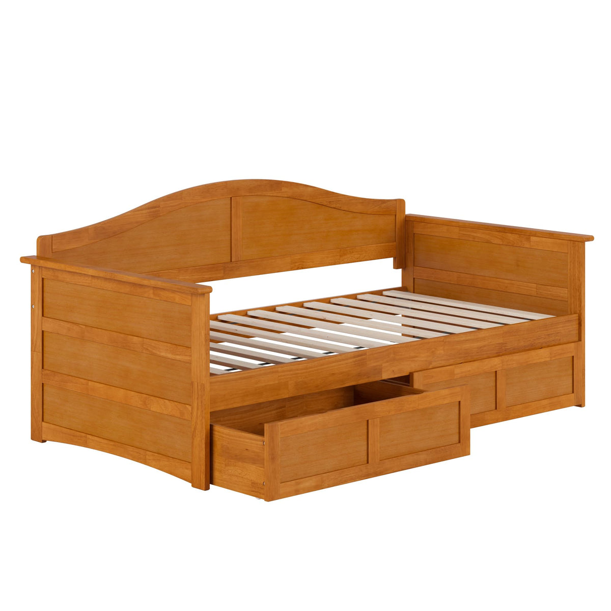 AFI, Acadia Twin Wood Daybed with 2 Storage Drawers, Light Toffee