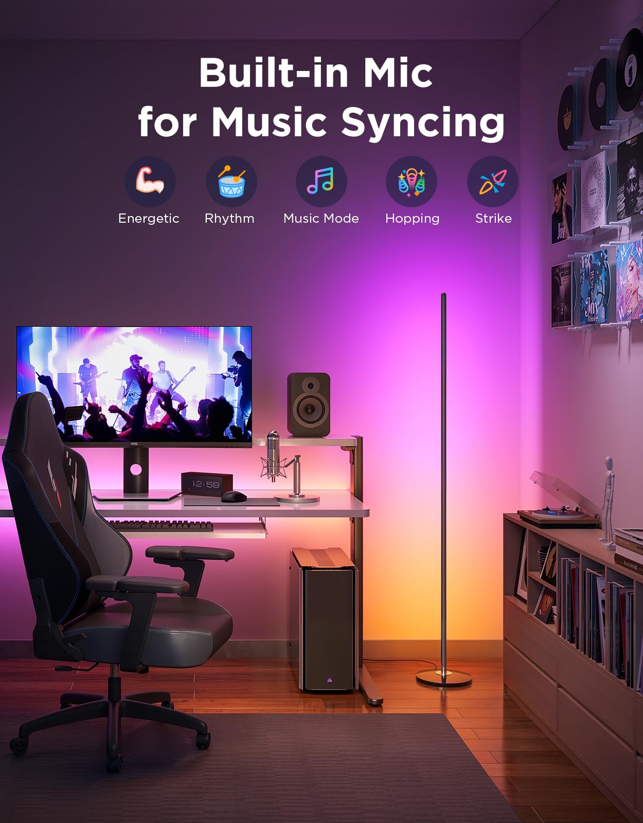 RGBIC LED Floor Lamp with Music Sync