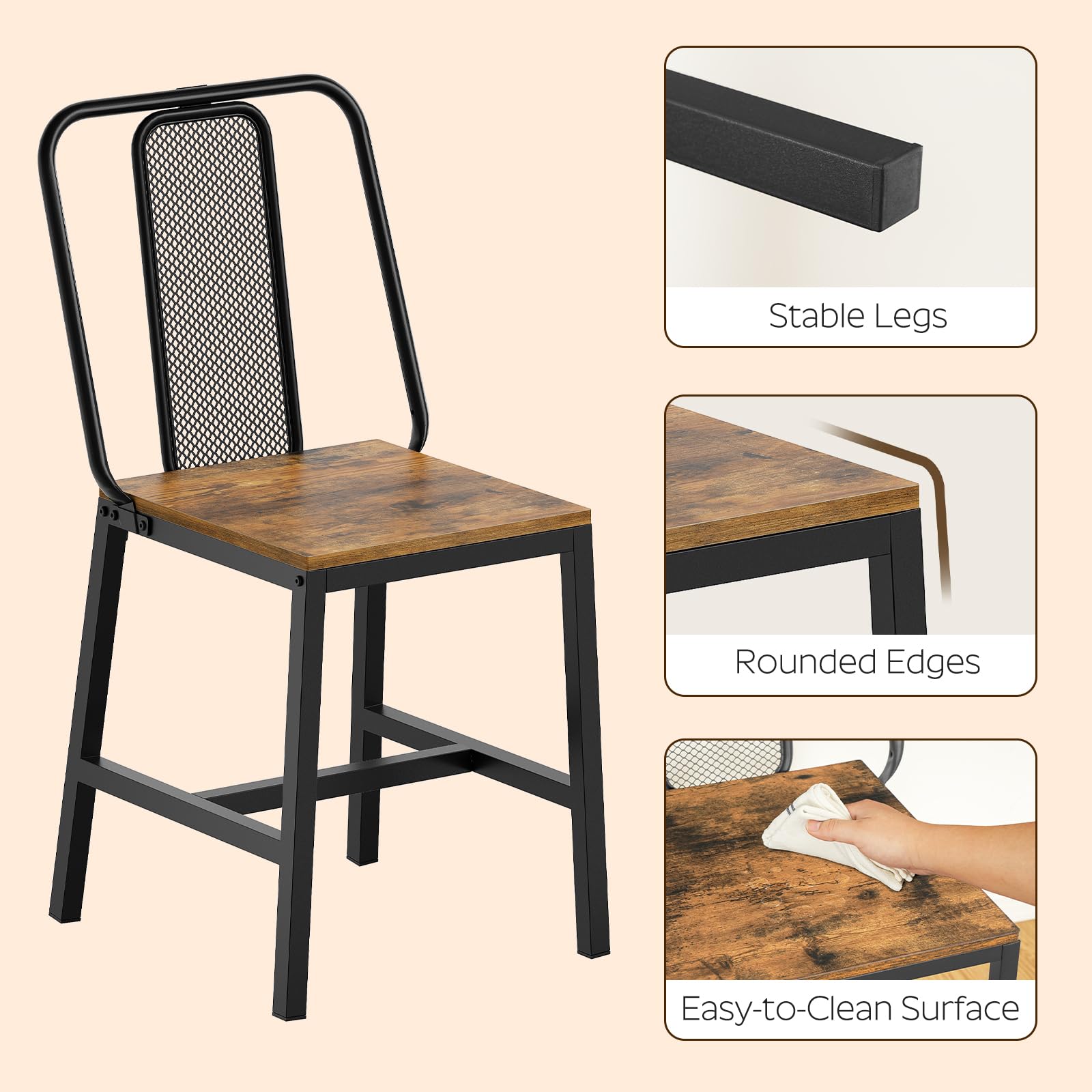 Industrial Dining Chairs Set of 4