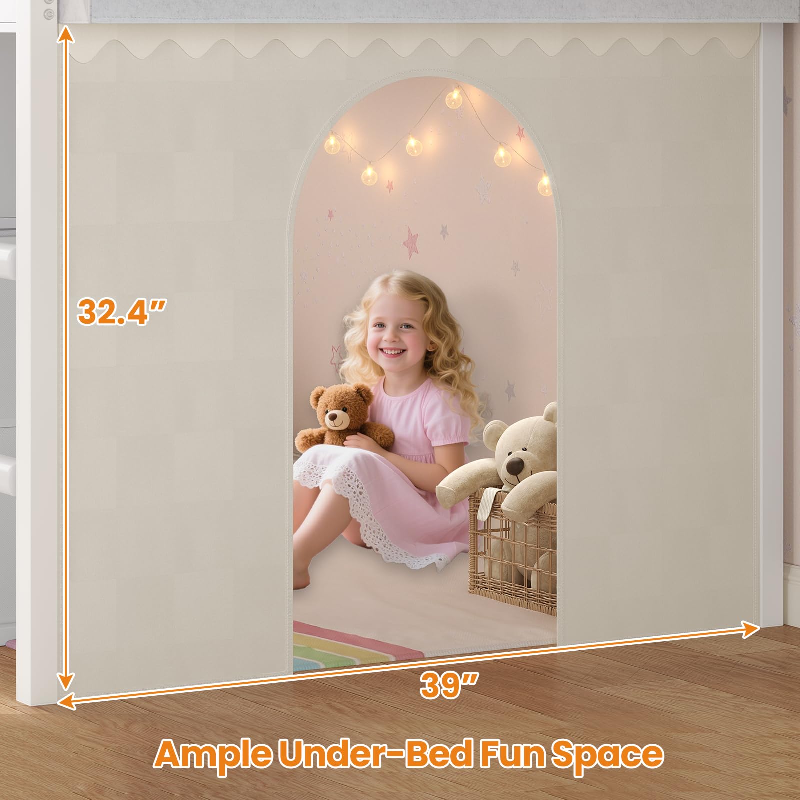 Twin Size Kids Loft Bed with Storage Drawers & LED Lights