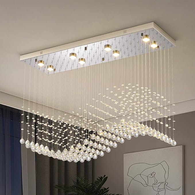 Rectangle Crystal Raindrop Chandelier