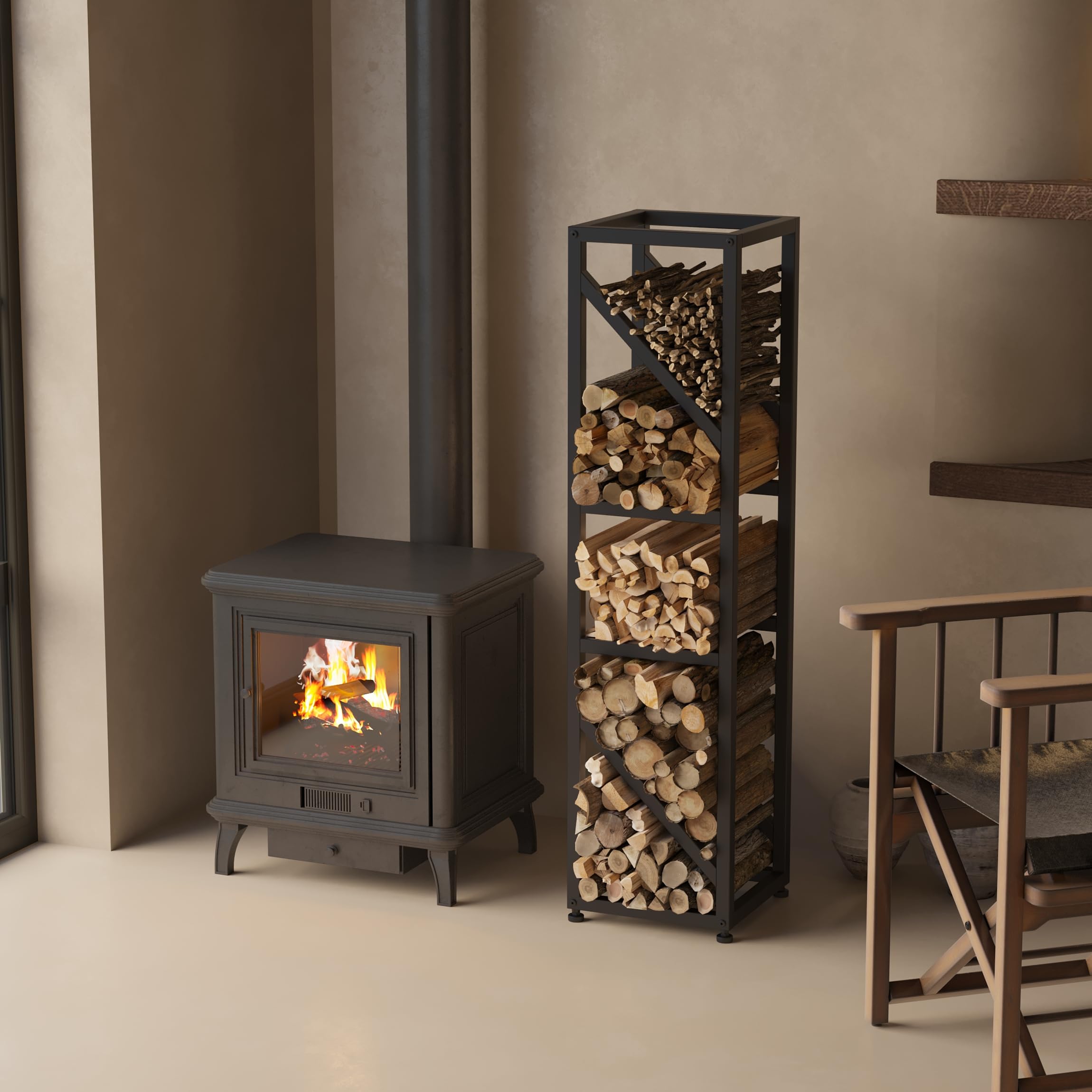 5-Tier Firewood Rack with Adjustable Pads