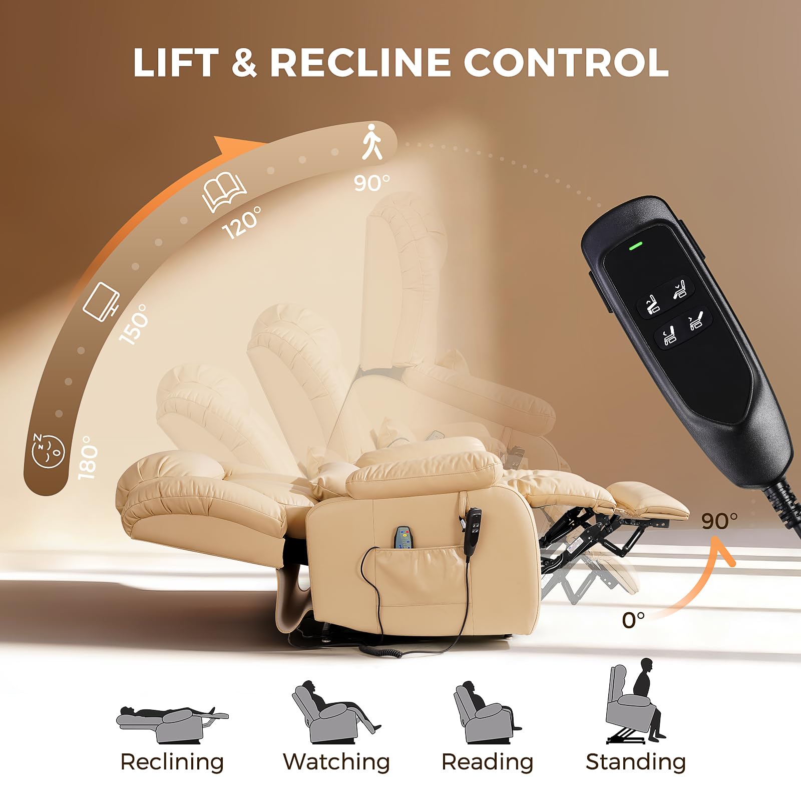 Power Lift Recliner Chair with Massage & Heat
