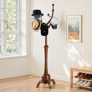 Freestanding Wooden Coat Rack with 8 Hooks