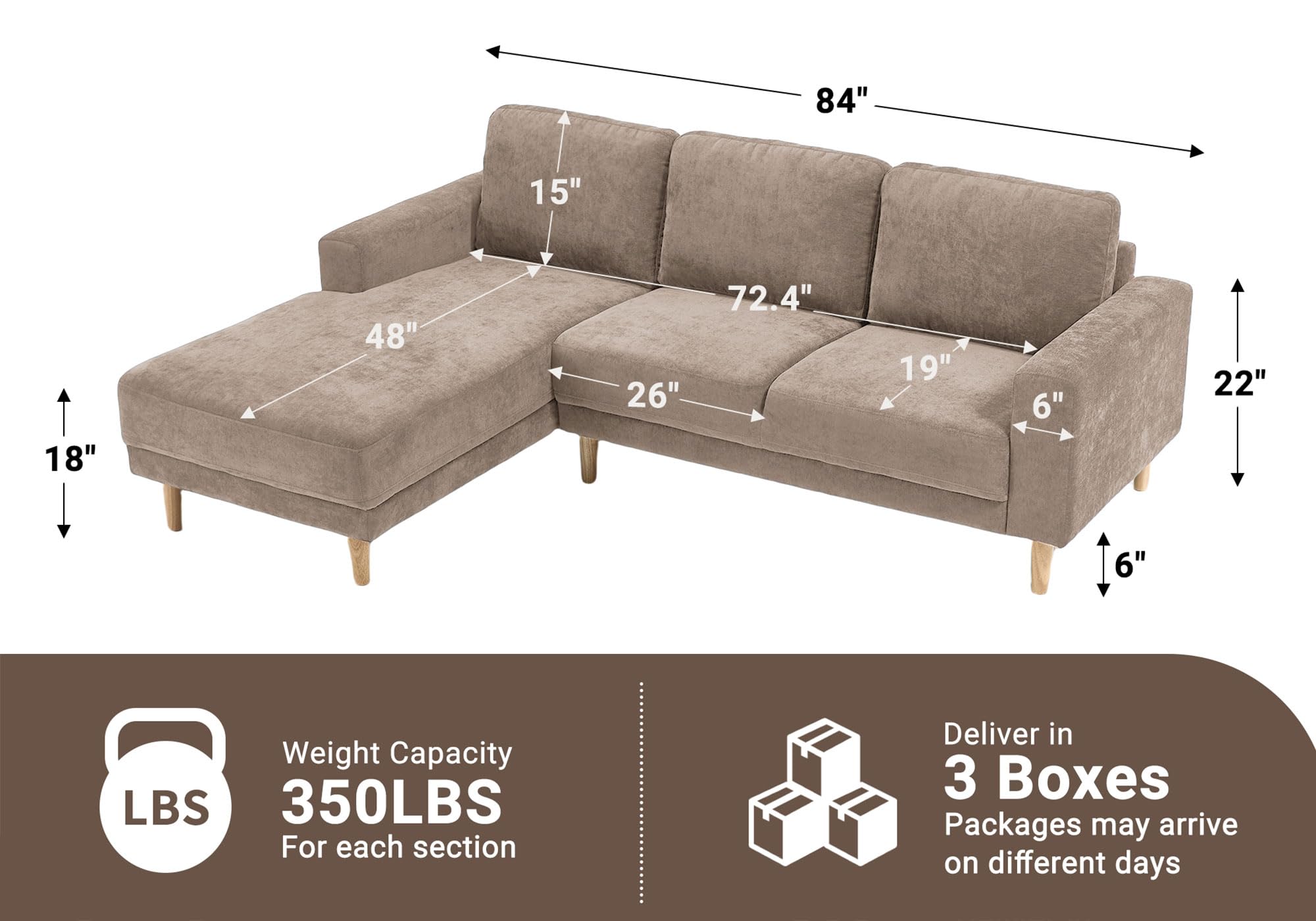L-Shaped Sectional Sofa with Chaise