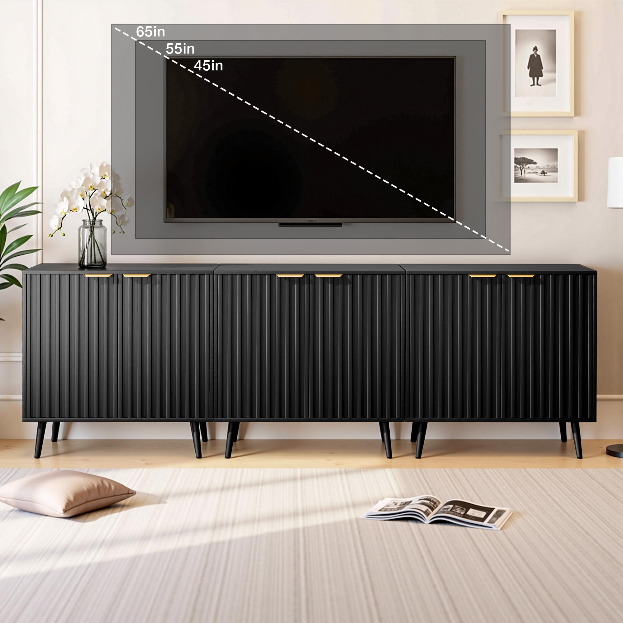 Fluted Buffet Cabinet Sideboard with 2 Doors