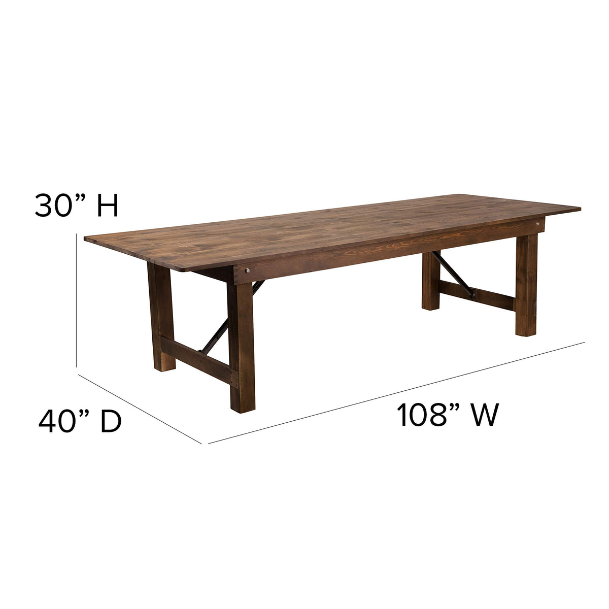 Flash Furniture HERCULES Series 9' x 40'' Antique Rustic Folding Farm Table Set with 8 Cross Back Chairs and Cushions
