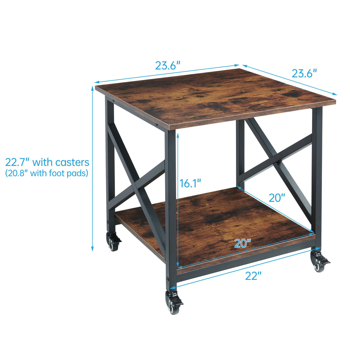 Fannova 23.6"x23.6" Large Printer Stand, 2 Tier Square Table for 3D Printer