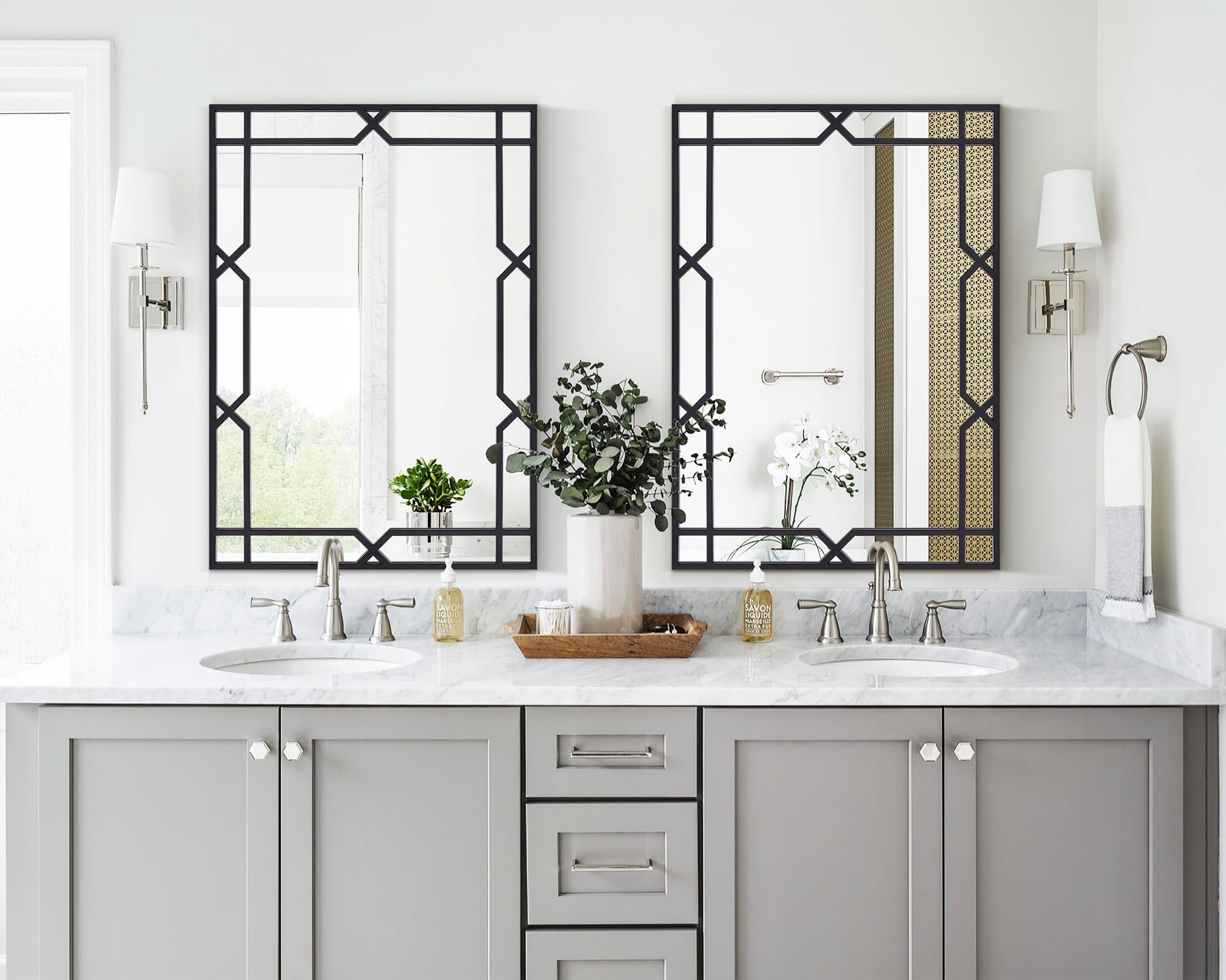 Large Rectangle Wall Mirror – Black Metal Frame