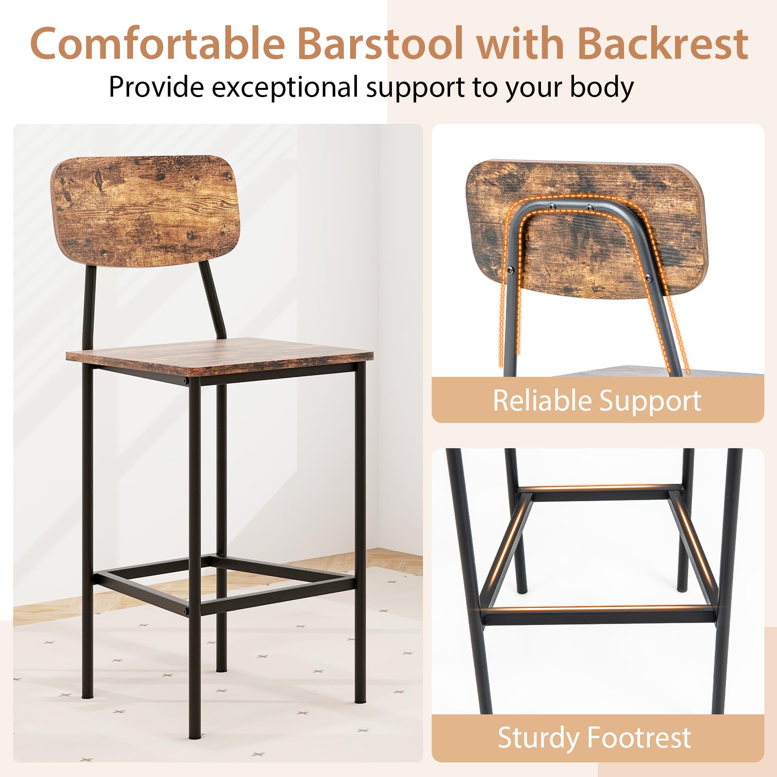 Counter Height Dining Table Set with 4 Stools