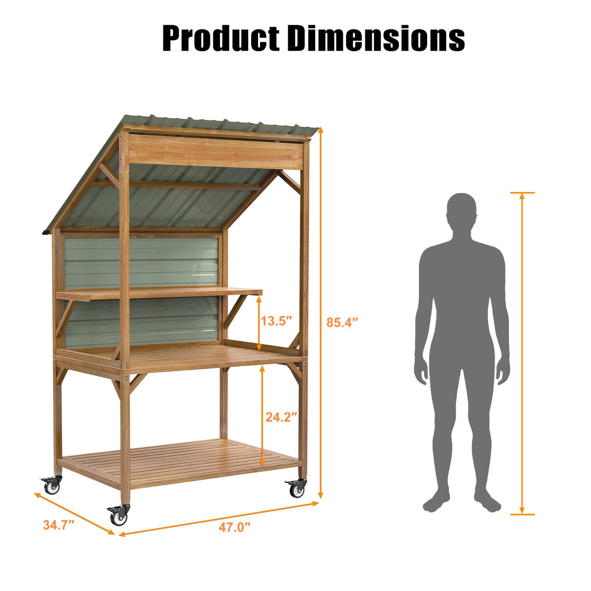 GDLF Rustic Wooden Farm Stand with Metal Roof and Display Counter