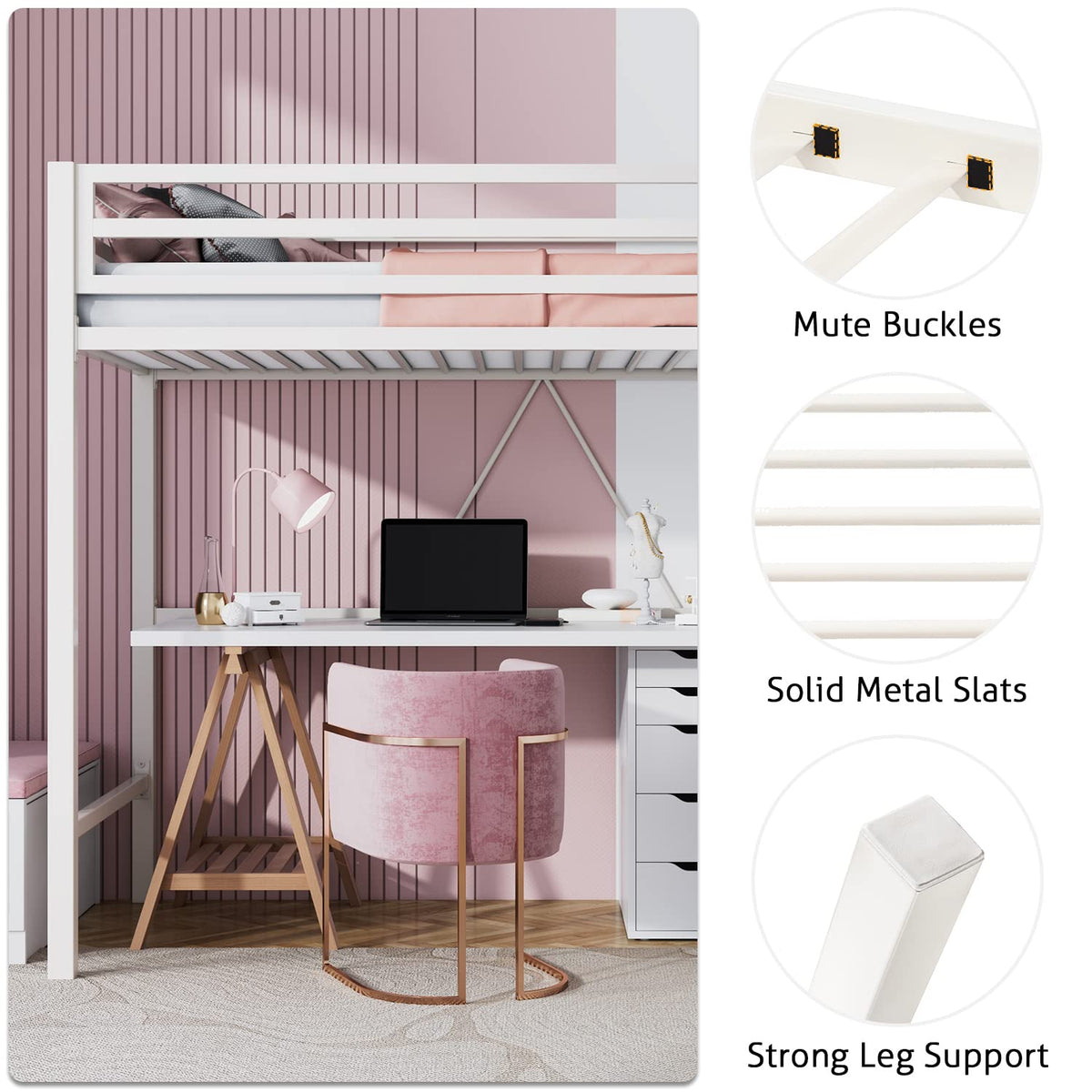 White Twin Loft Bed