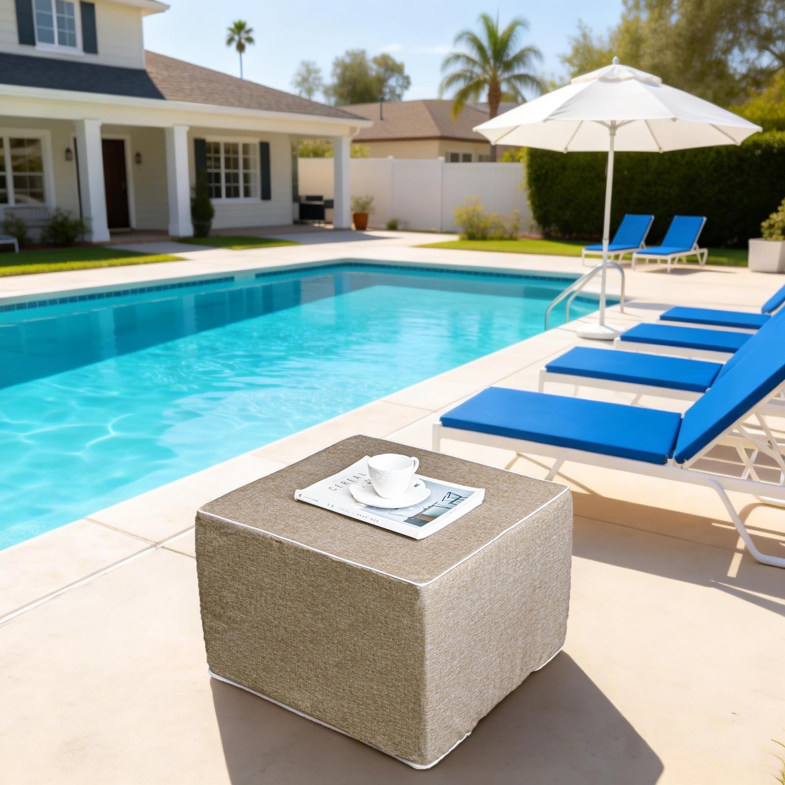 Outdoor Square Ottoman 20x20x14 Inches