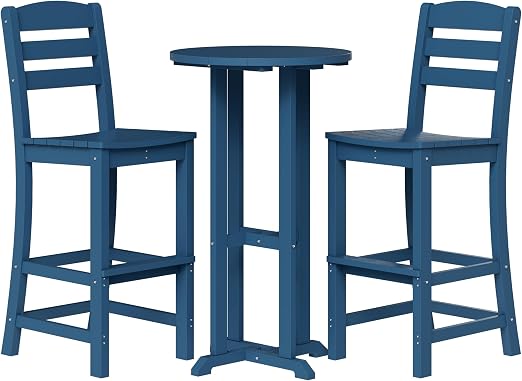 3-Piece Outdoor High-Top Bar Set with Adirondack Chairs