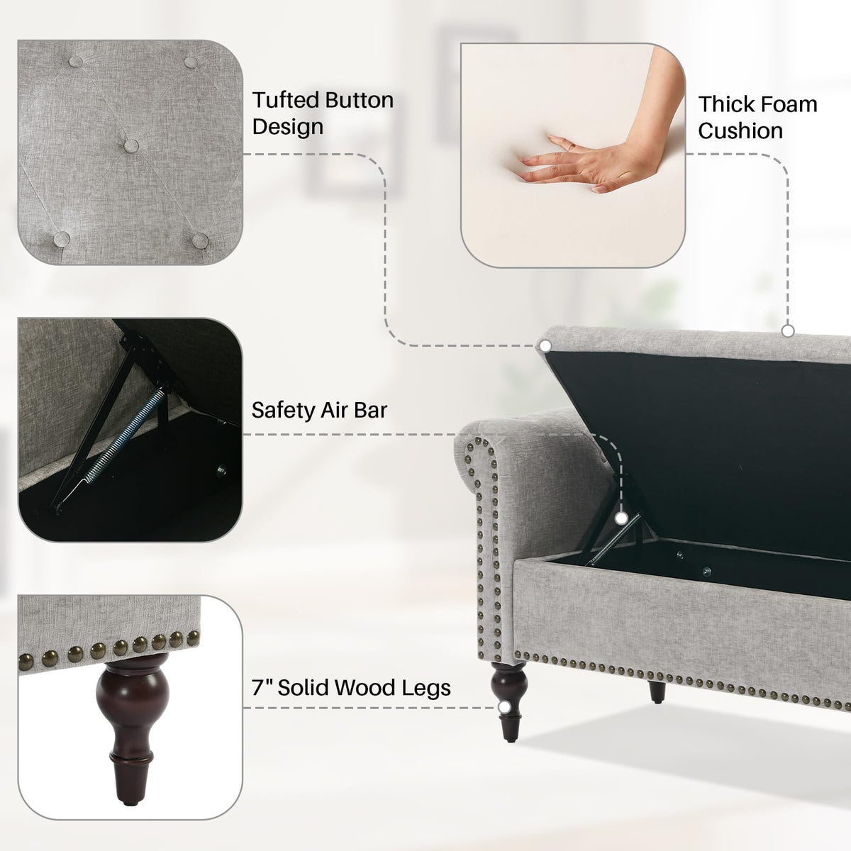 Velvet Storage Chaise Lounge