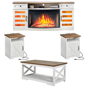 Farmhouse Fireplace Living Room Table Set