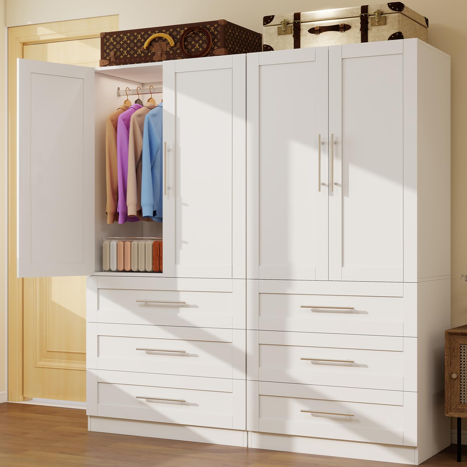 Armoire Wardrobe with 6 Deep Drawers & Doors