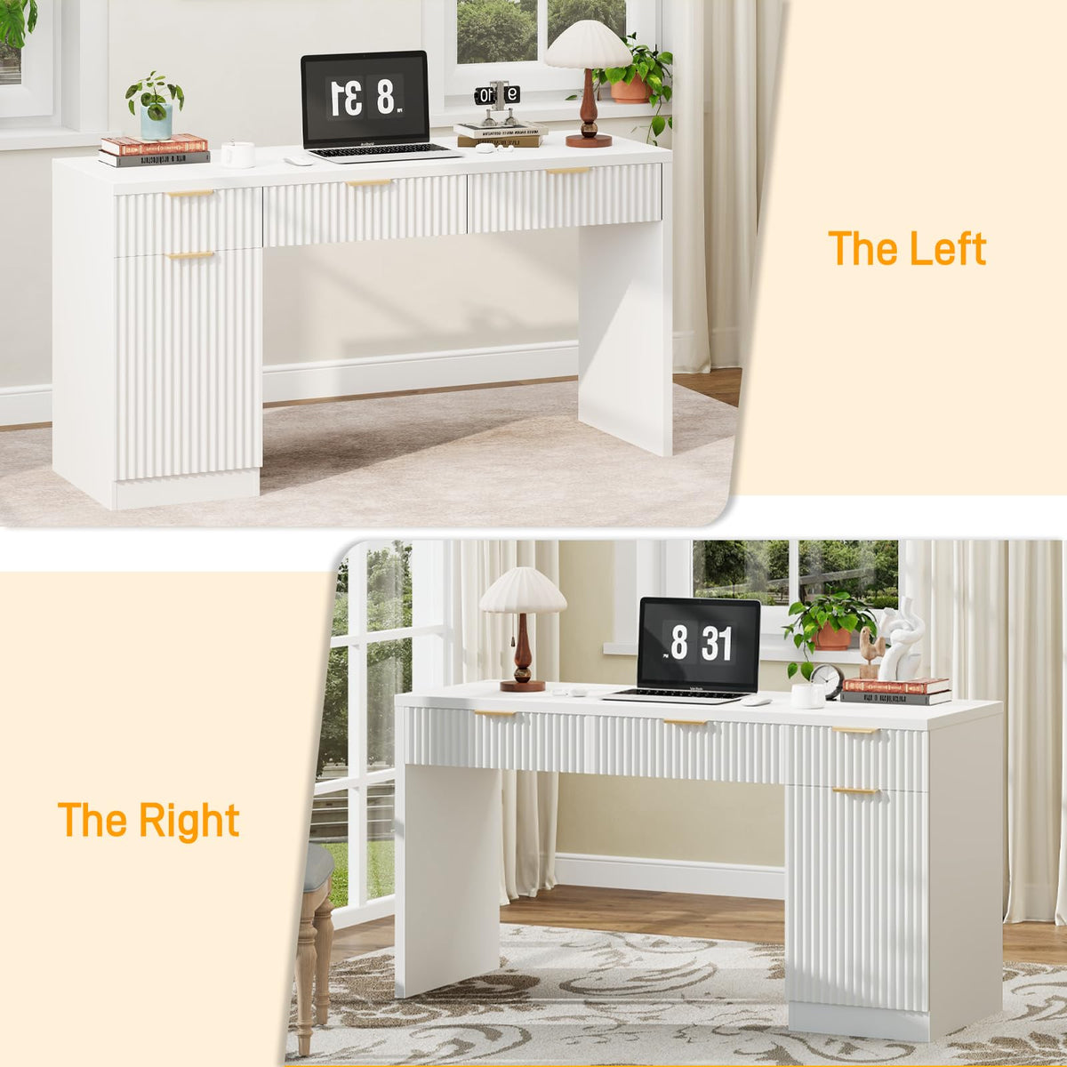 Fluted Executive Desk with Storage