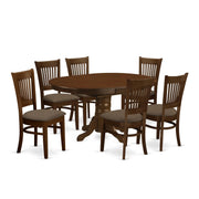 East West Furniture KEVA7-ESP-C 7 Piece Kitchen Table & Chairs Set Consist of an Oval Dining Room Table with Butterfly Leaf and 6 Linen Fabric Upholstered Chairs, 42x60 Inch, Espresso