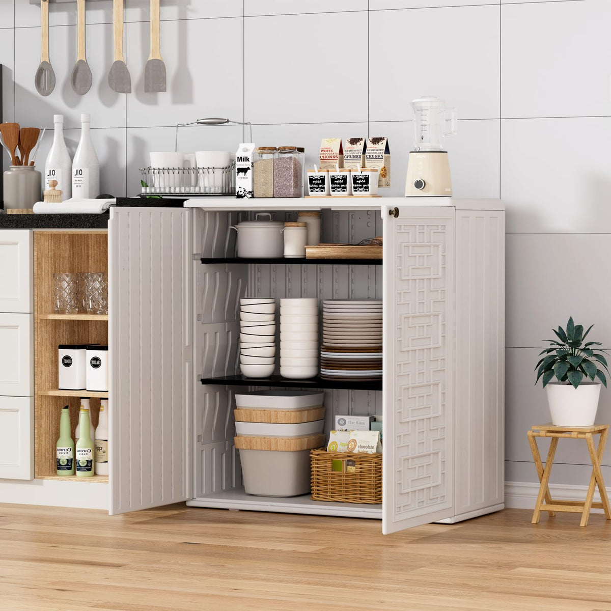 White Outdoor Storage Cabinet