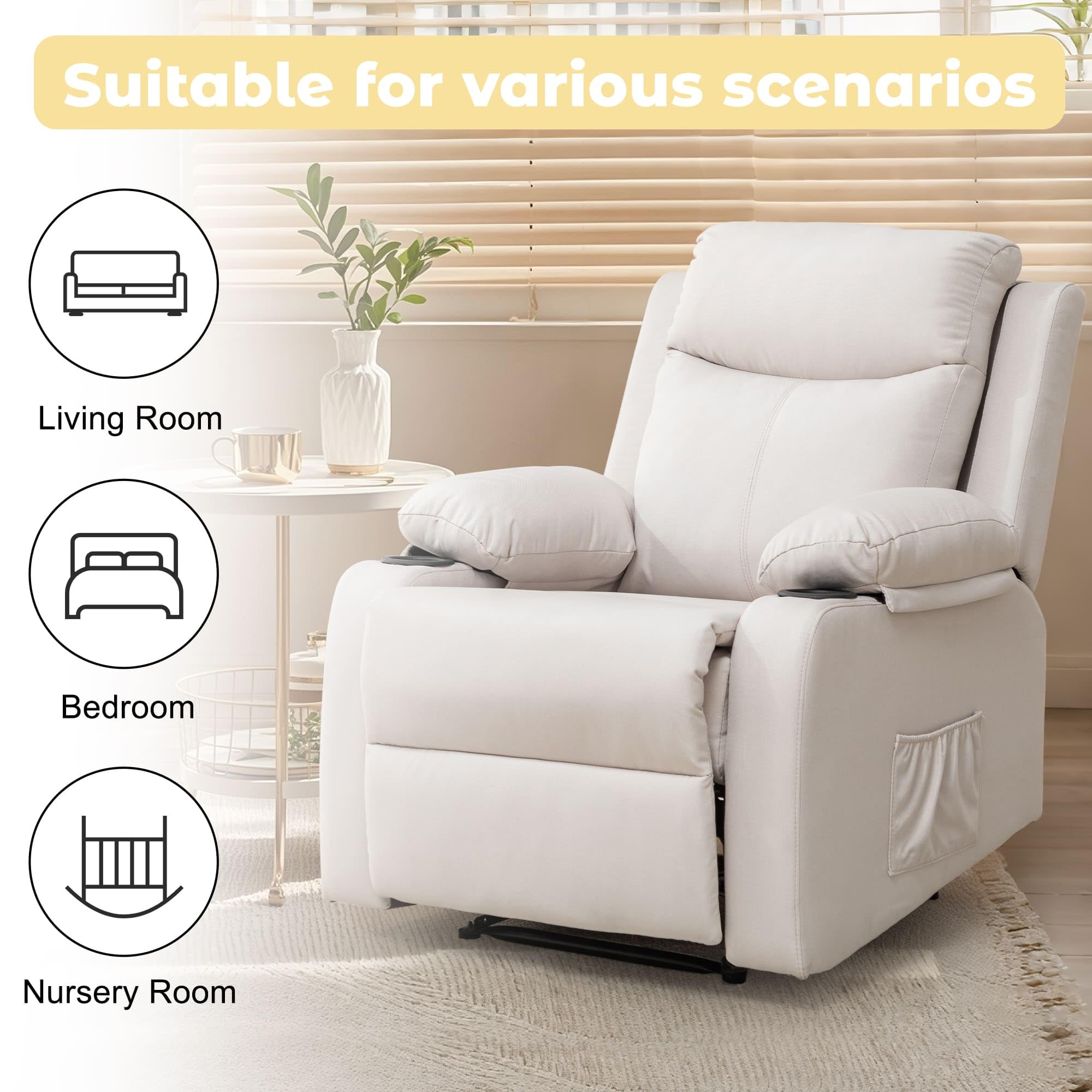 Small Space Recliner Chair with Adjustable Backrest