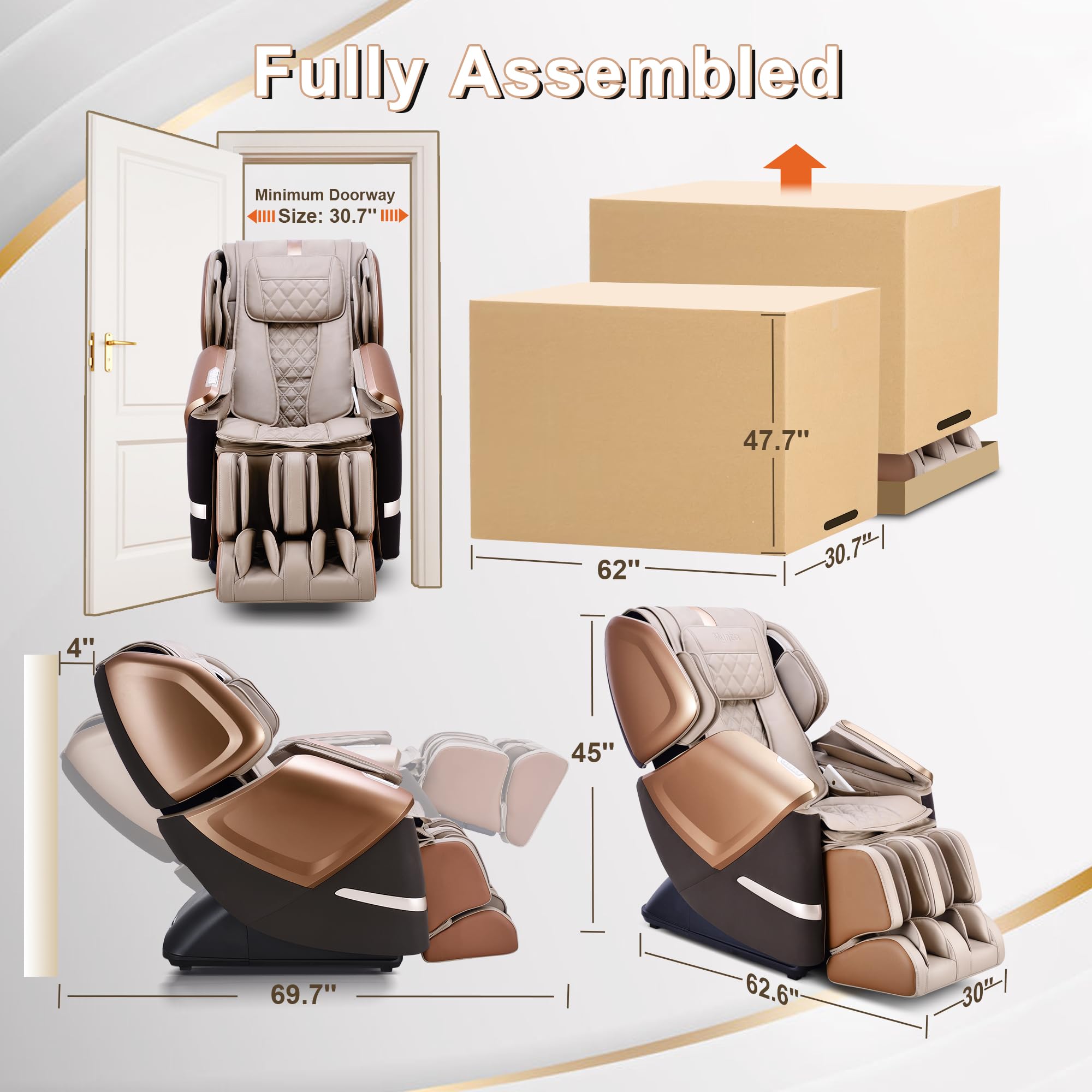 4D Zero Gravity Massage Chair with SL-Track & Bluetooth