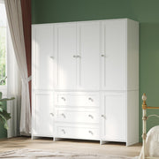 Wardrobe Closet with Mirror & Drawers
