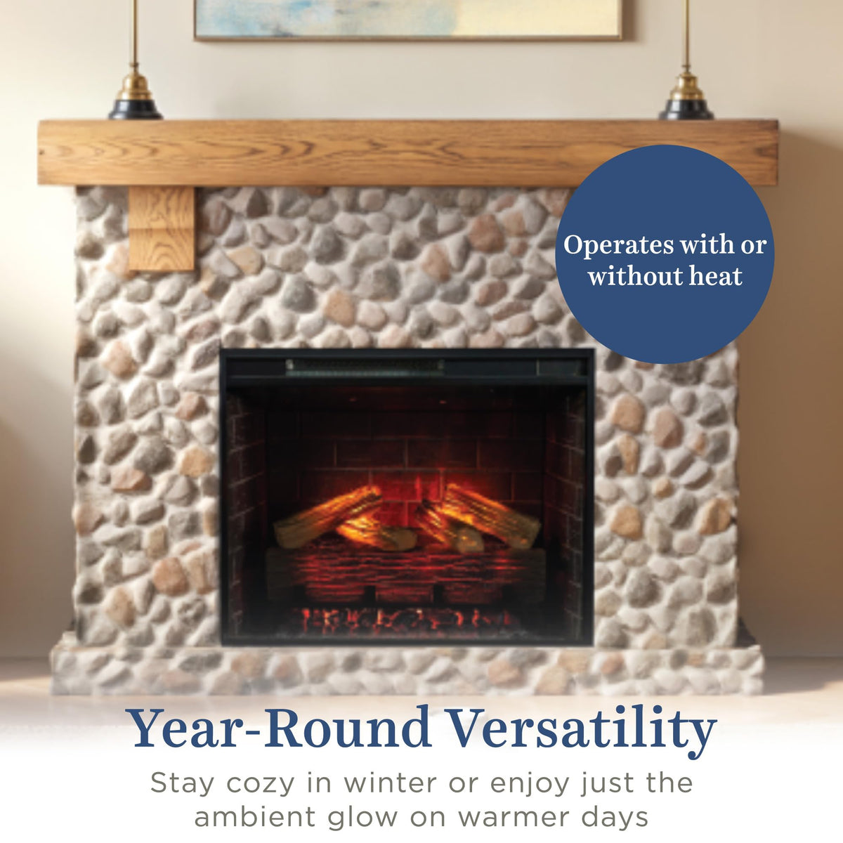 Smart Electric Fireplace with Mantel