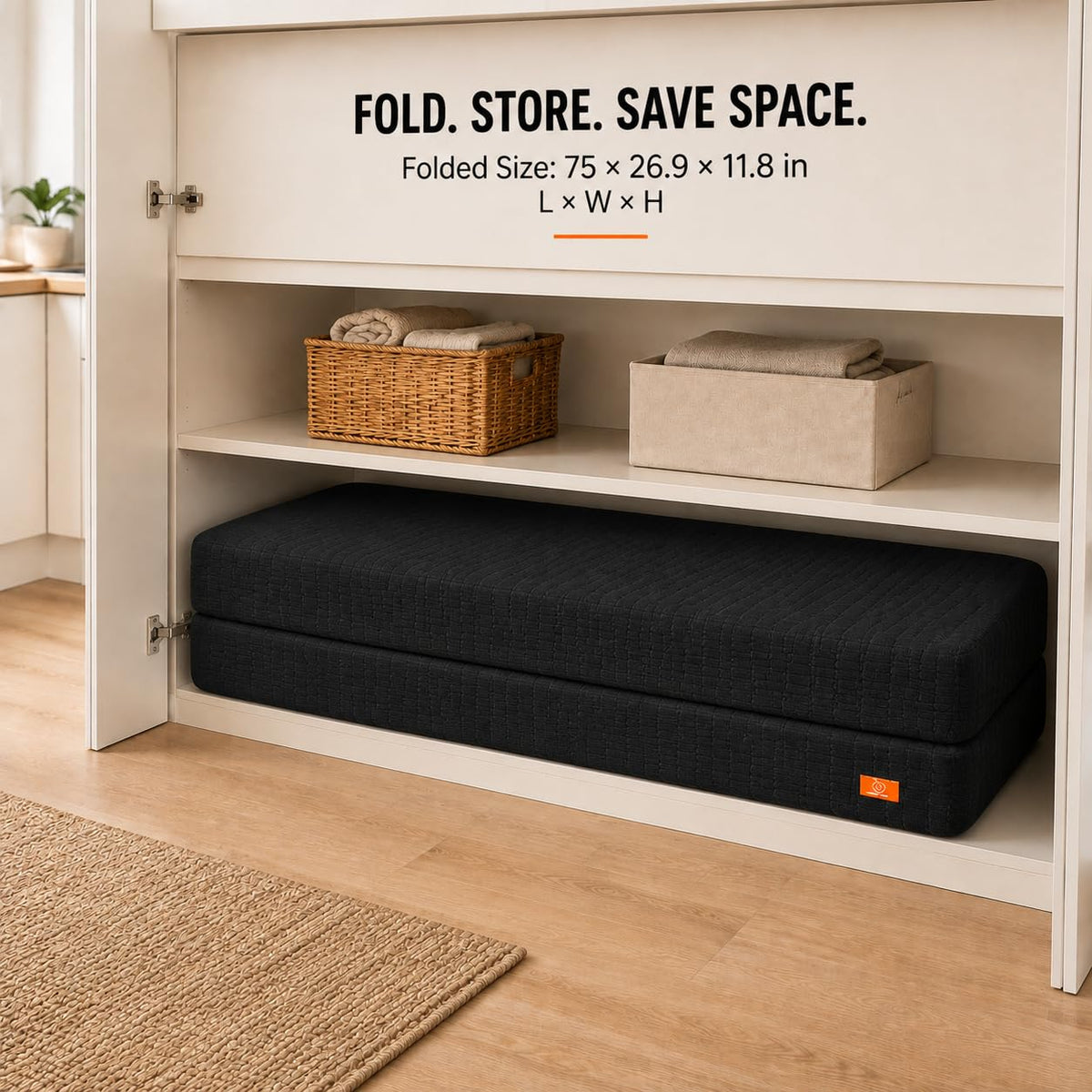 MeMoreCool 6" Futon Full Size, Folding Sofa Floor Couch, Frame Not Included