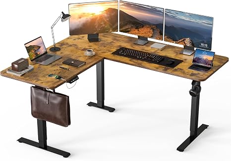 L-Shaped Electric Standing Desk 63" x 55"