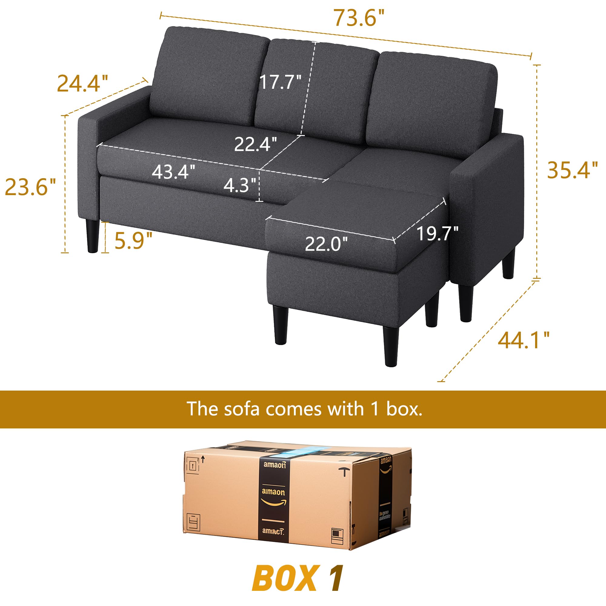 L-Shaped Sectional Sofa with Ottoman
